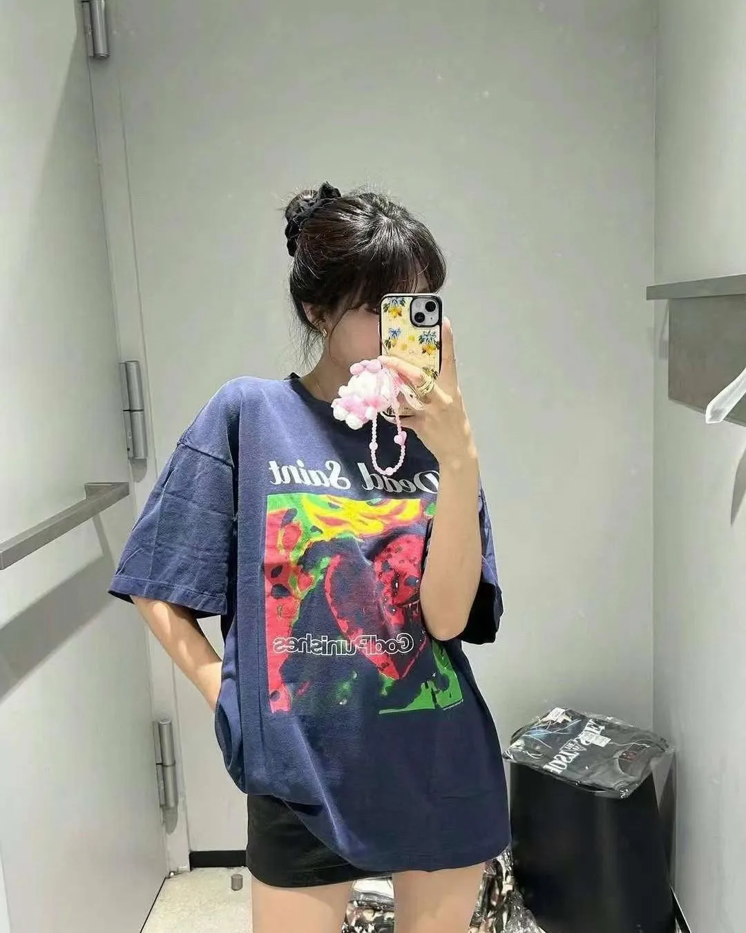 SAINT Mxxxxxx DEAD SAINT SS TEE/NAVY DEAD SAINT printed short sleeves God's Punishment TEE Washed blue S-XL Genuine consistent tube weaving without side seams High weight OE yarn fabric Assute dyeing Multiple horse fades Heavy wash water Worn holes Original consistent main mark/wash mark/little angel anti-counterfeiting mark